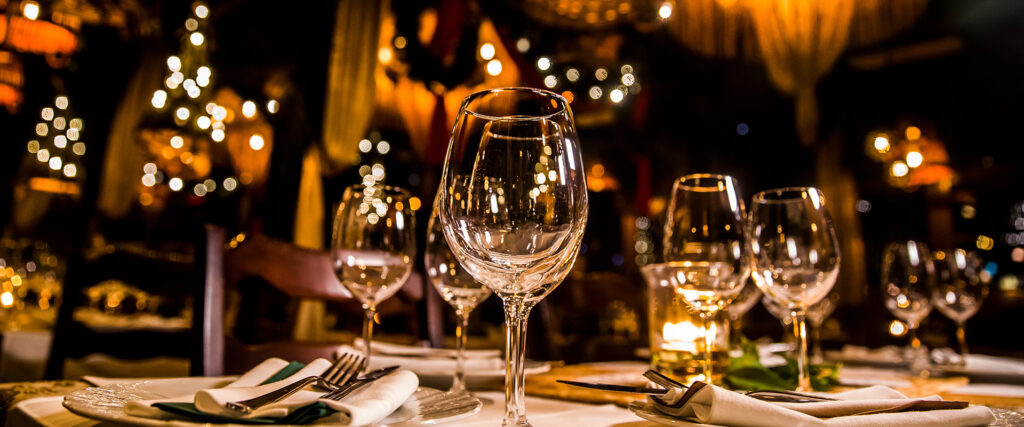 Wine Glasses on a restaurant table