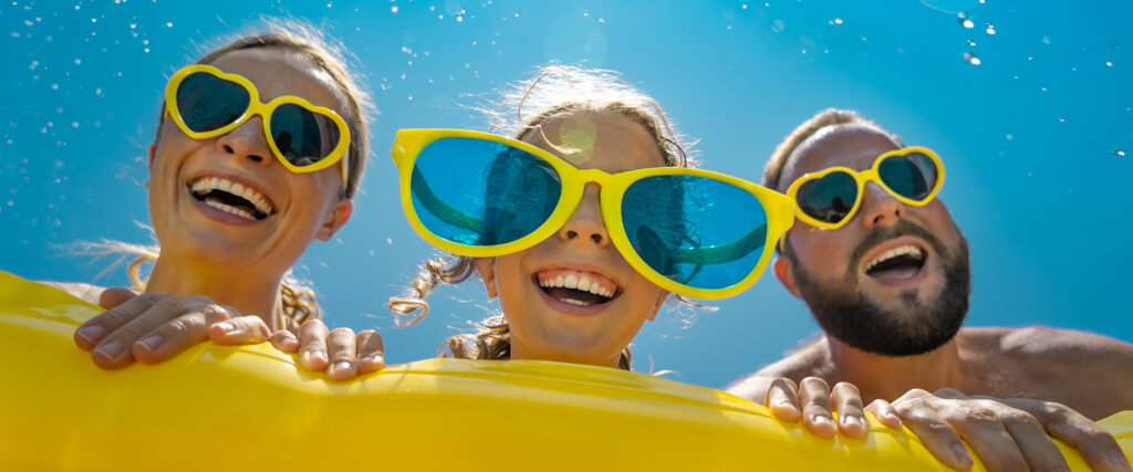 Family at a pool