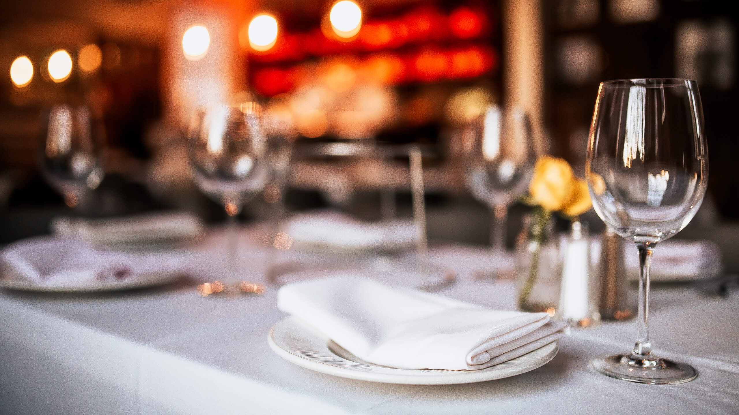 A set table at a restaurant